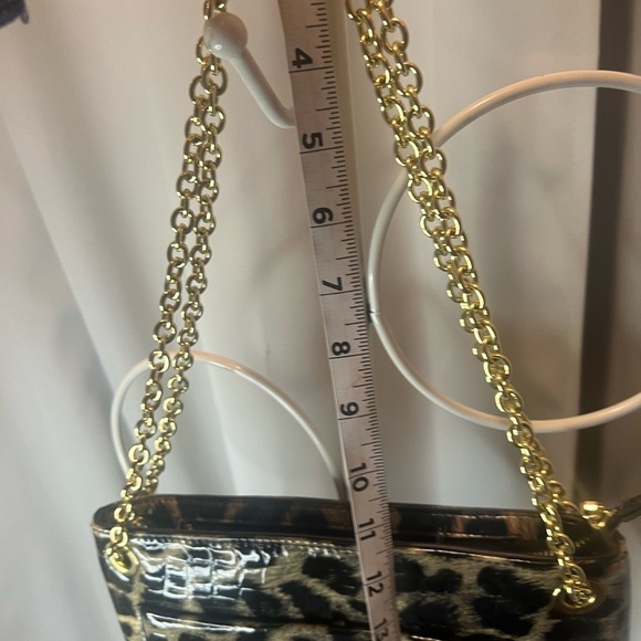 ANNE KLEIN CHEETAH PRINT PATENT LEATHER GOLD BLACK GREY PURSE CHAIN - Picture 7 of 7